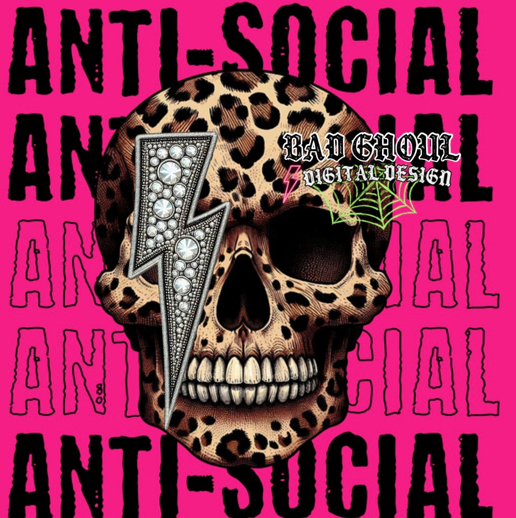 Faux Bling Anti Social skull PNG download