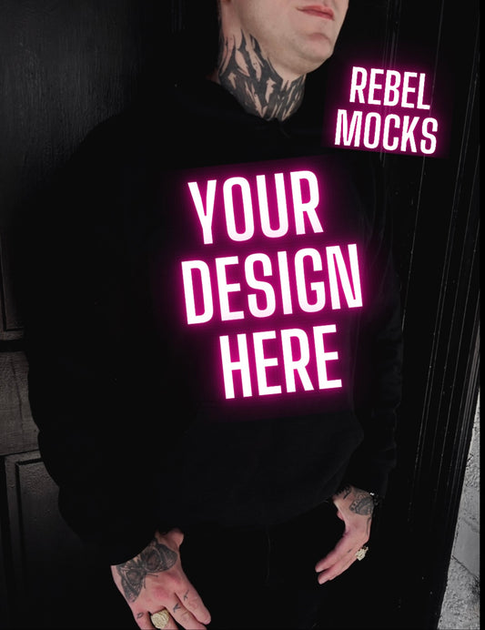 Mens Alt Style Black Hoodie Model Mock Up