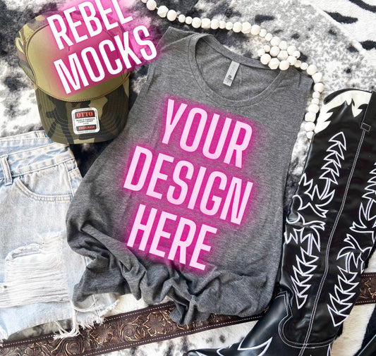VIBIN Next Level Charcoal Tank Flat Lay Mock UP