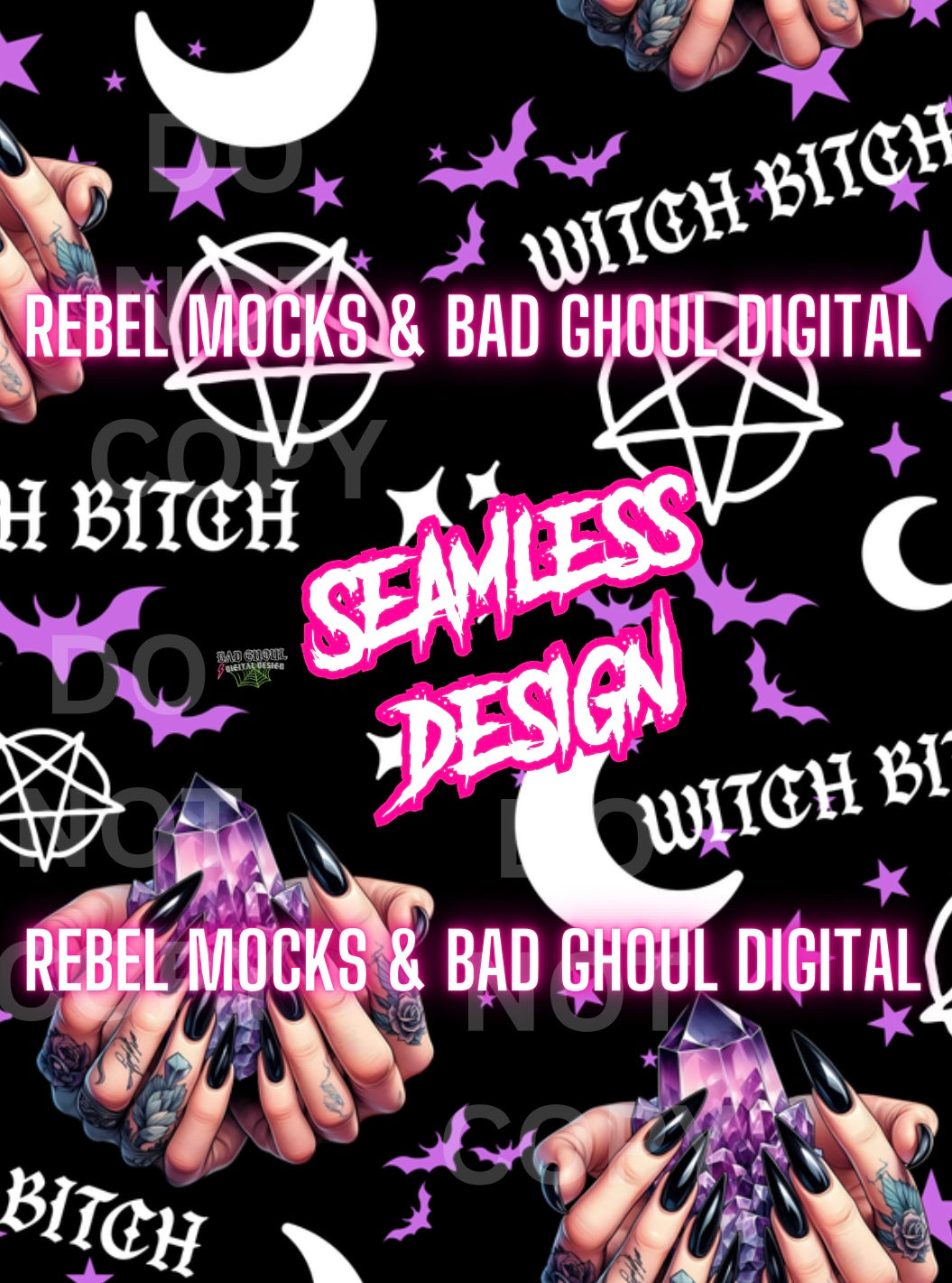 Witch Bitch Seamless PNG Download