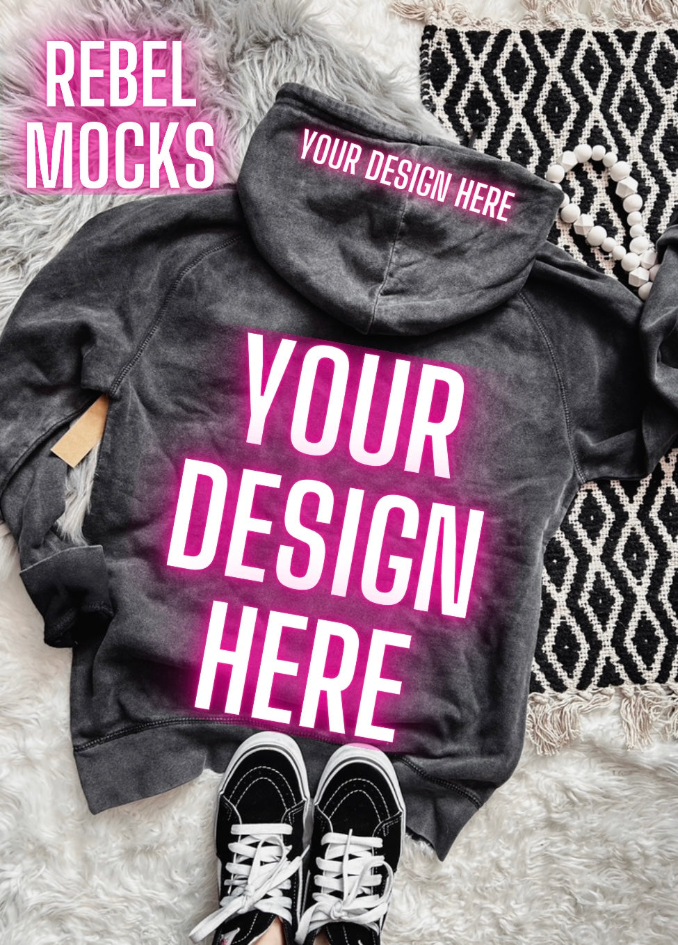 Lane Seven  Vintage Wash Hoodie Sweatshirt Flat Lay Mock UP