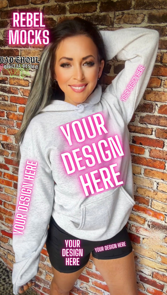 Ash Hoodie and Shorts IRL Model Mock Up trendy