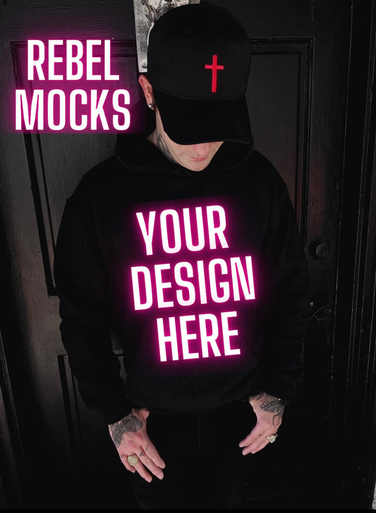 Mens Alt Style Black Hoodie Model Mock Up