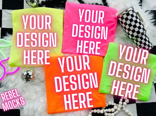 Neon Flat Lay Trending Mock Up Flat Lay