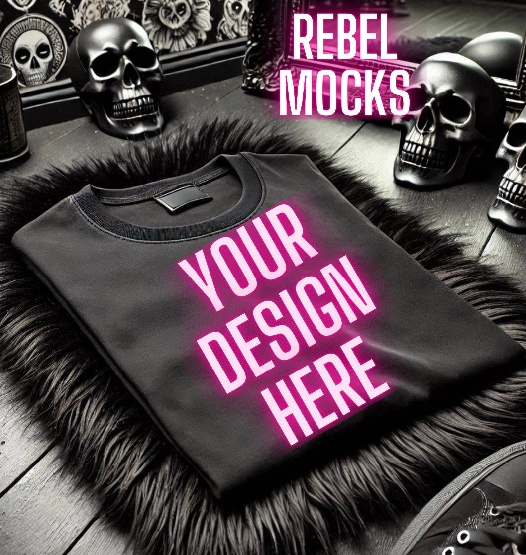 Black Tee Alternative Flat Lay Mock Up