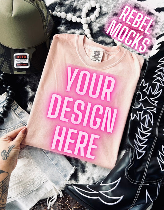 VIBIN CC Peachy Tee Flat Lay Mock UP