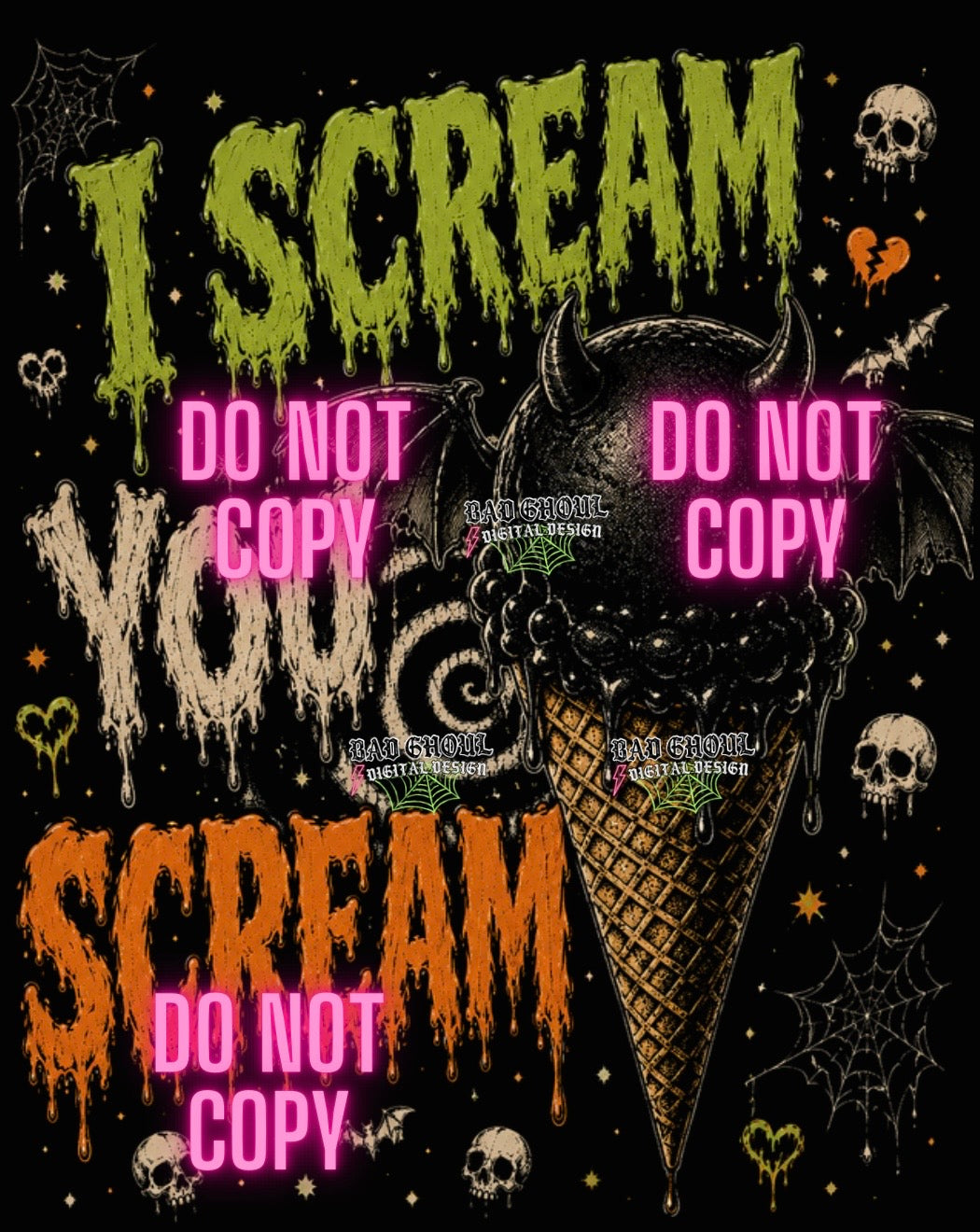 I Scream| PNG DOWNLOAD| Black Fabric