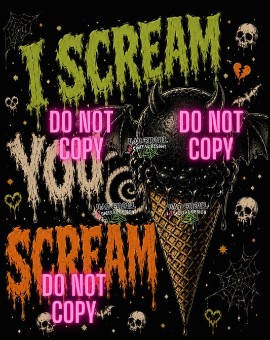 I Scream| PNG DOWNLOAD| Black Fabric