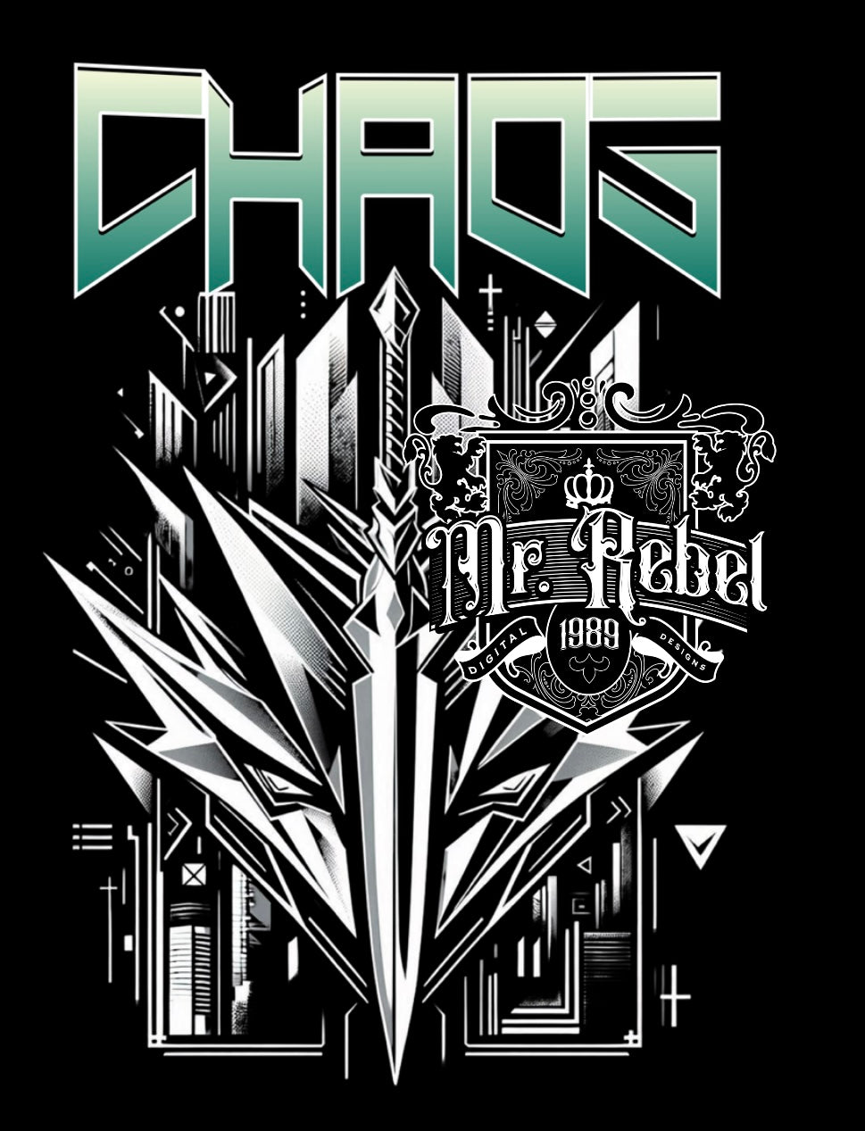 Chaos Cyber Punk PNG Download Black Fabric Only