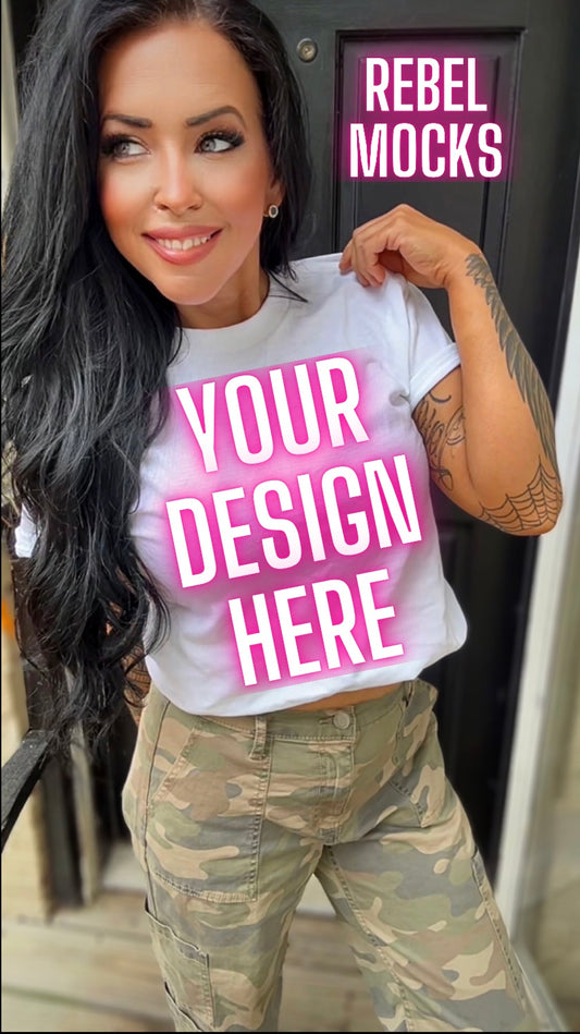 White Tee Model Mock Up Edgy Vibes