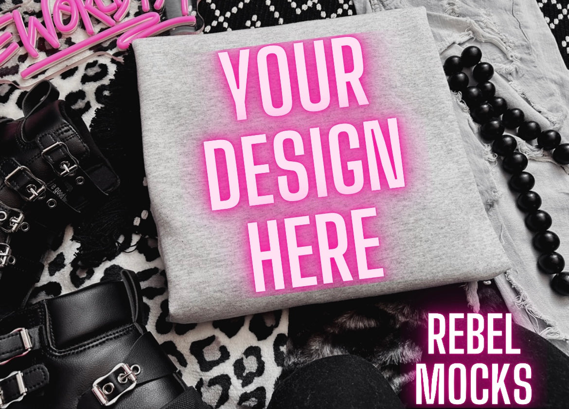 Ash Crew Neck Sweatshirt Edgy Alt Trendy Mock Up flat Lay