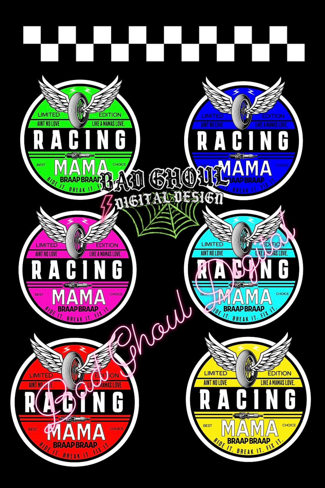 Racing Mama Bundle 7 Files Including Sleeve PNG Download