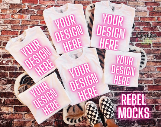 Collage White Tee Flat Lay Mock Up