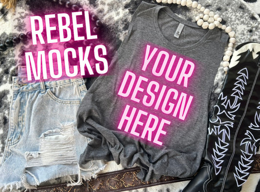 VIBIN Next Level Charcoal Tank Flat Lay Mock UP