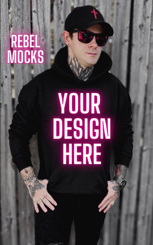 Mens Alt Style Black Hoodie Model Mock Up