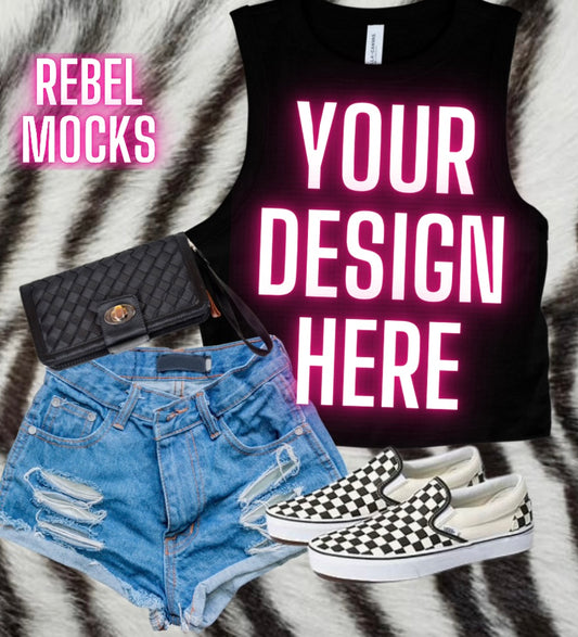 Black Tank Alternative Flat Lay Mockup