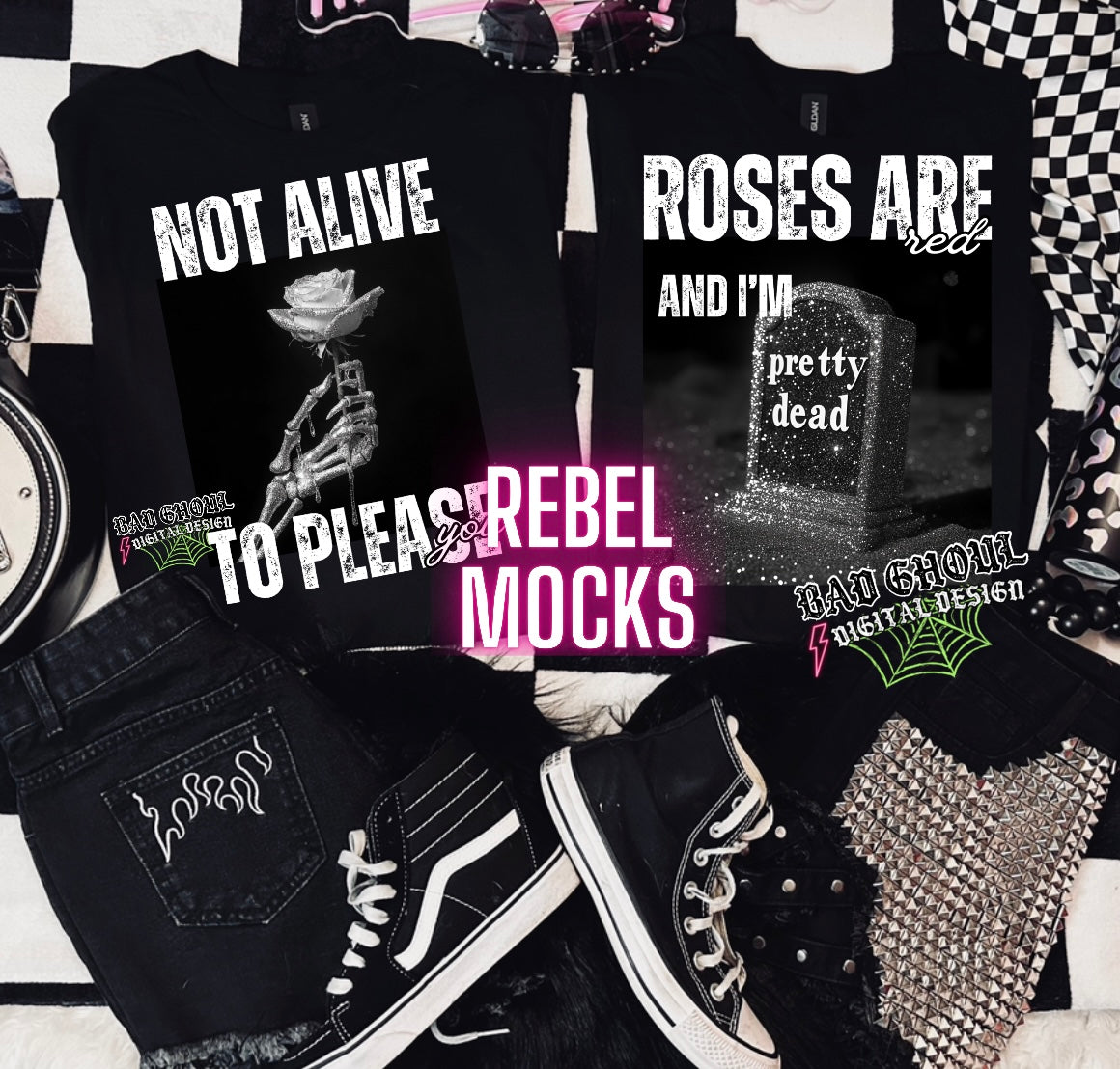 Goth Alt Style White Bundle PNG Download