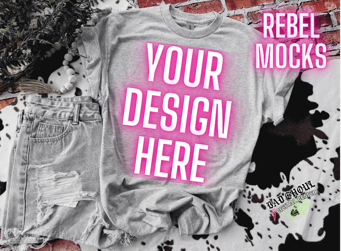 Ash Tee Flat Lay Mock Up trendy