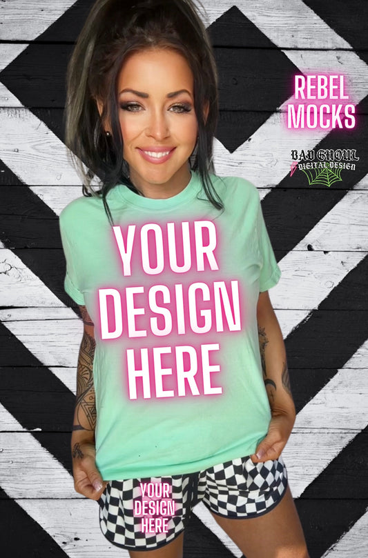 Teal Tee IRL Model Mock Up TRENDING