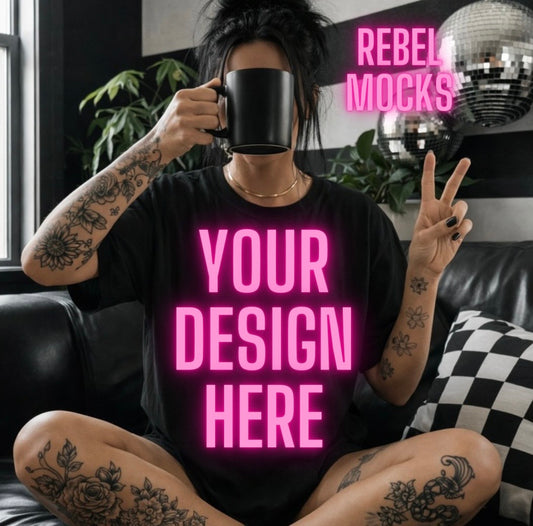Black Tee |Edgy Alternative Mock Up