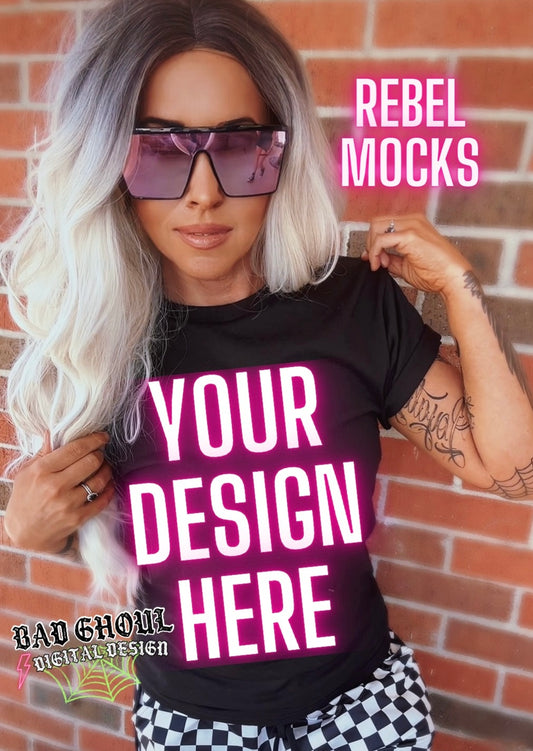 Black Tee IRL Model Mock Up Blondie Vibes