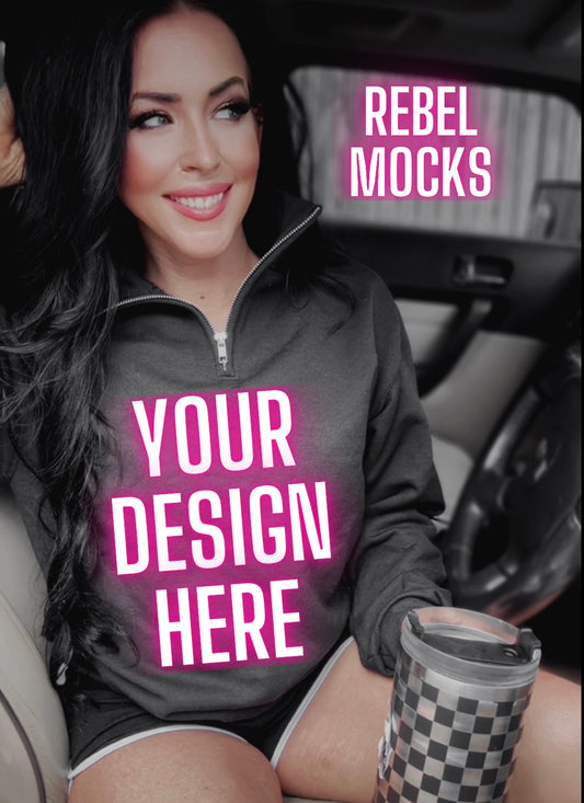 Jerzee Black 1/4 Zip Sweatshirt EDGY Model Mock Up