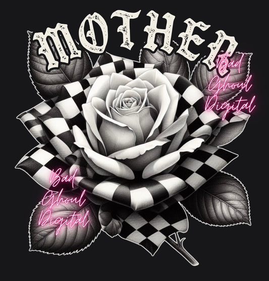 Mother checkered Rose DTF and Sub friendly PNG Download