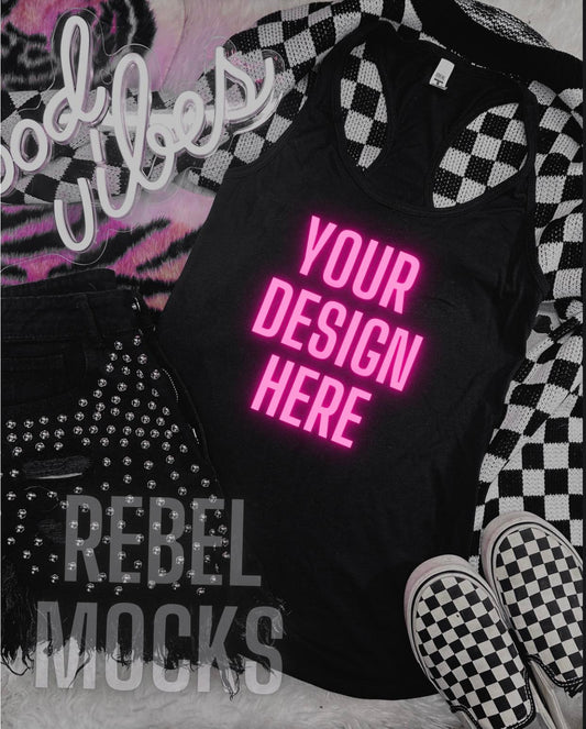 Edgy Black Tank Top Mock Up