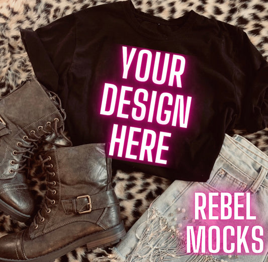 Black Tee flat lay  Mock Up