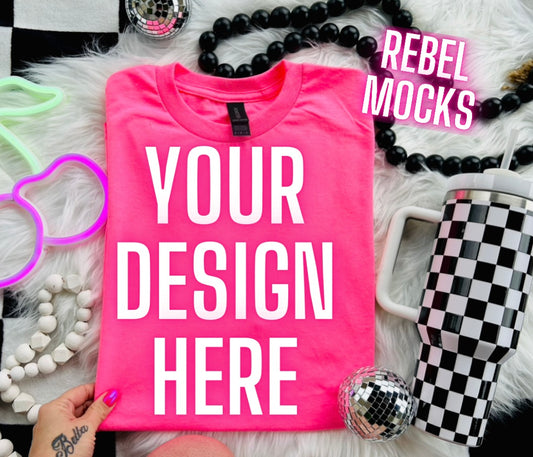 Neon Pink Flat Lay Trending Mock Up Flat Lay