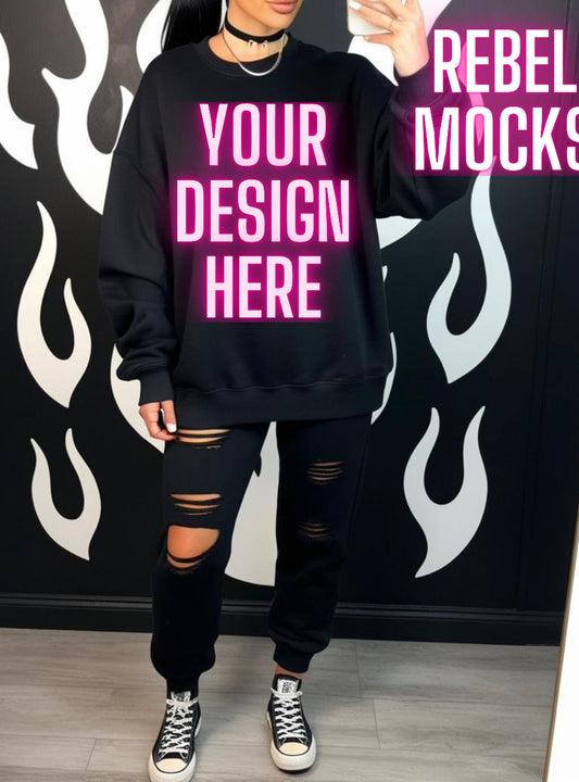 Black Sweatset Edgy Model Mock Up