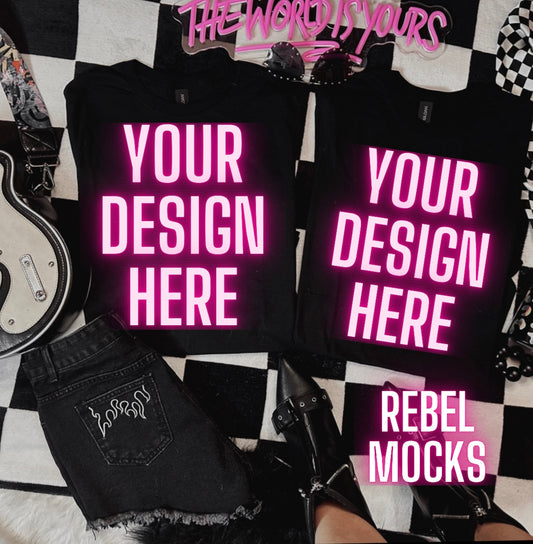 Black Tee Alternative Flat Lay Mock Up