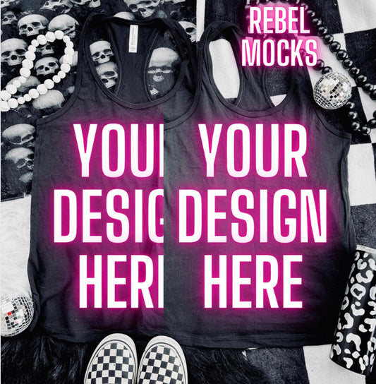 Black Tank Alt Mock Up Trendy Edgy Vibes Flat Lay
