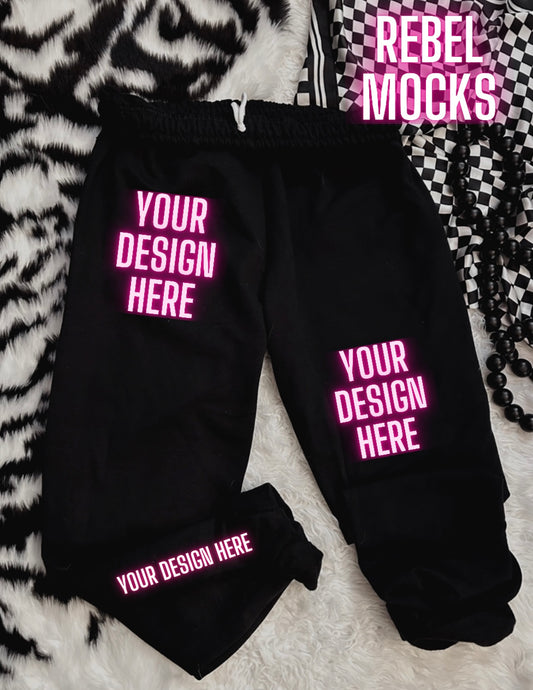 Gildan Black sweats flat Lay Mock Up TRENDING VIBES