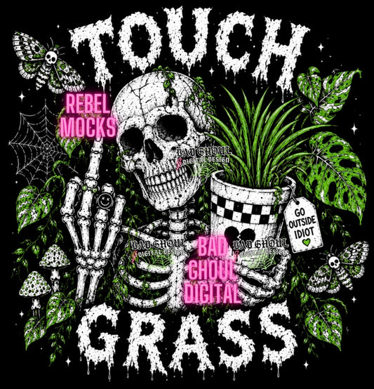 Touch Grass| Black Fabric|PNG DOWNLOAD