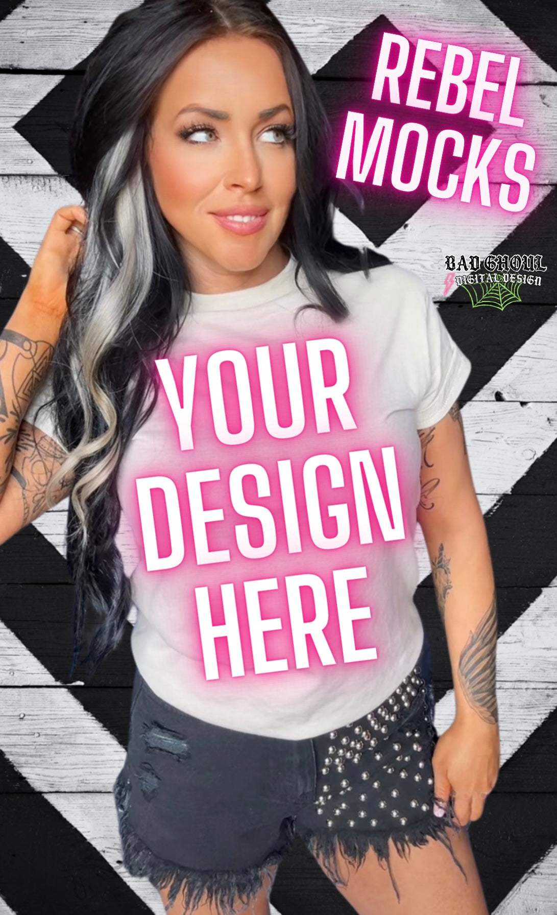 Gildan Sand IRL Model Mock Up TRENDING – Rebel Mocks & Badghoul Digital