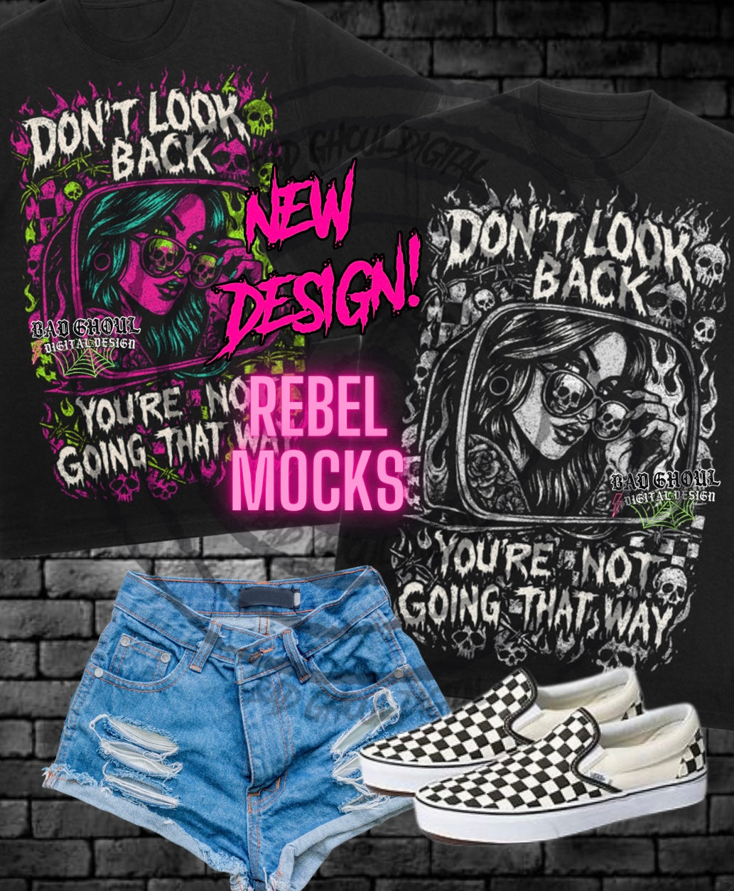 Dont Look Back- 2 Files- Black Fab Only PNG DOWNLOAD