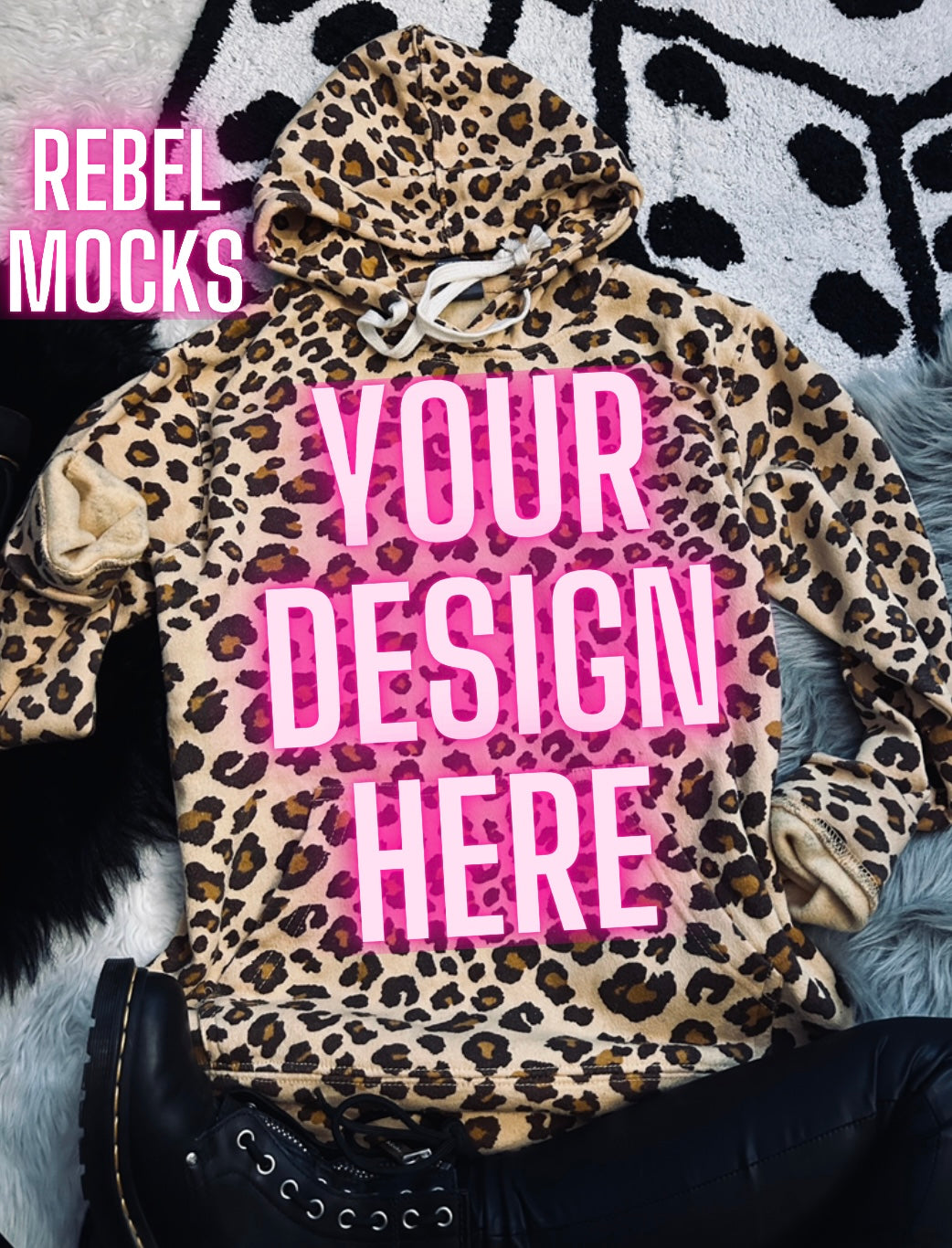 J America Leopard Hoodie Sweatshirt Trendy Mock Up