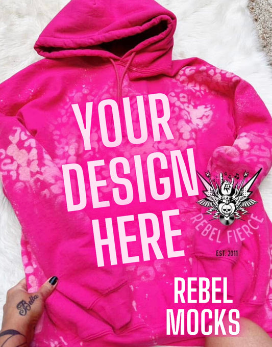 Leopard Hot Pink Acid Wash Hoodie Sweatshirt