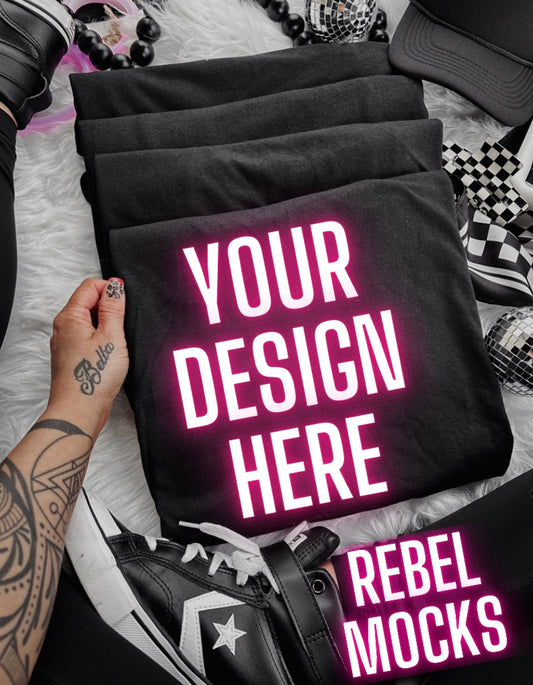 Black Alt Emo Grunge Goth Spooky Flat Lay Trending Mock Up