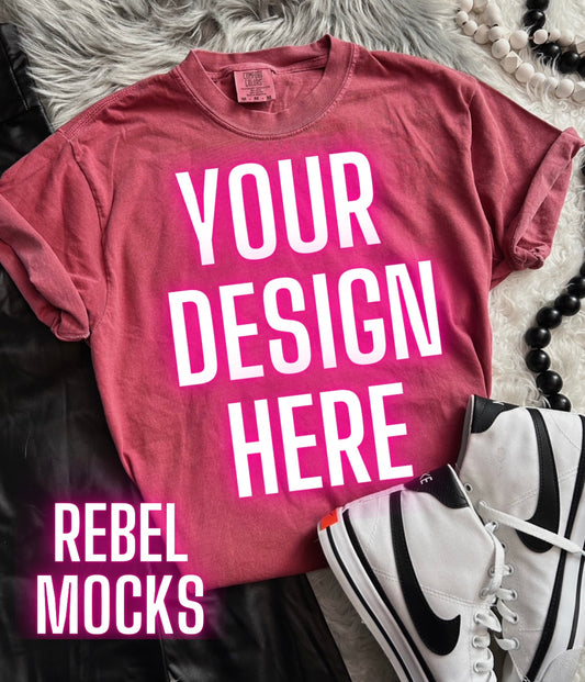 Comfort Colors Brick Flat Lay Mock UP