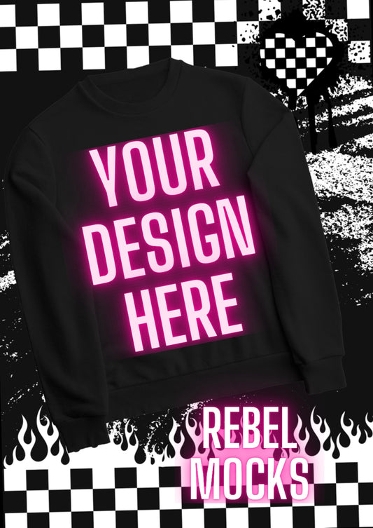 Black Crew Neck Mock- Mock Up TRENDING