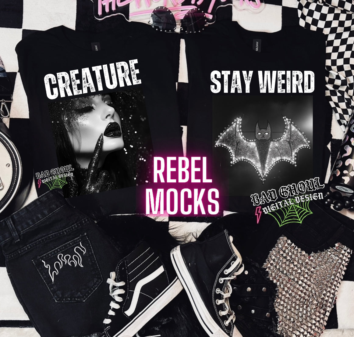 Goth Alt Style White Bundle PNG Download