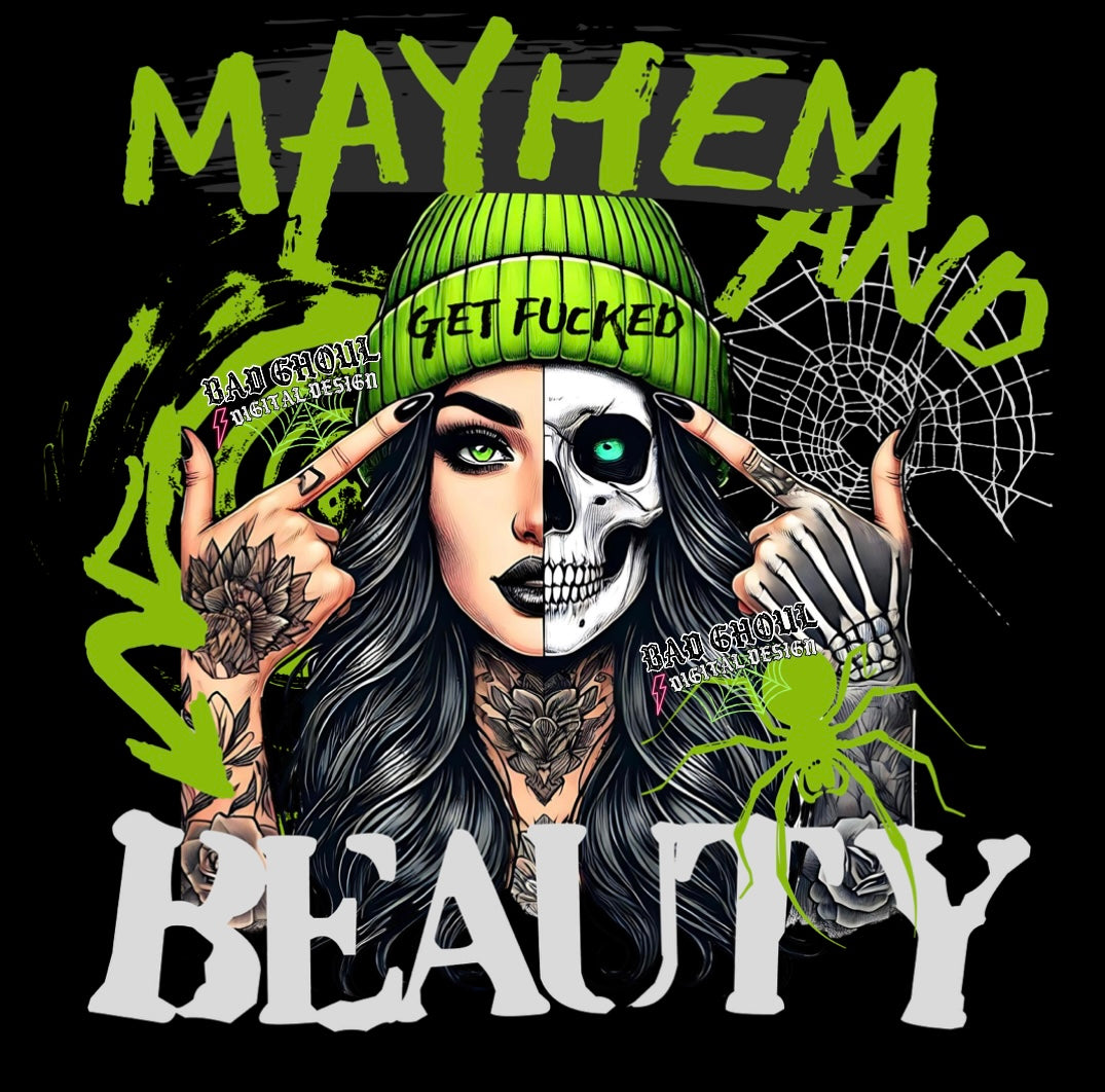 Mayhem & Beauty PNG download black and white