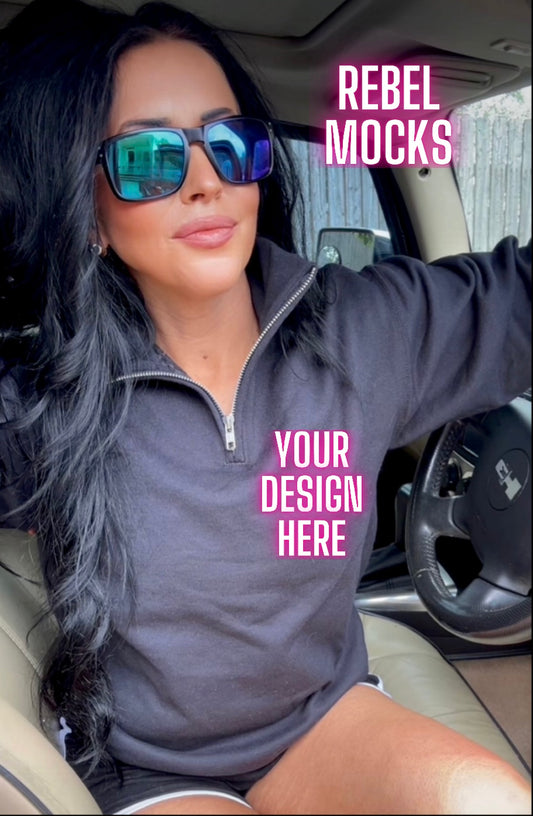 Jerzee Black 1/4 Zip Sweatshirt Model Mock Up