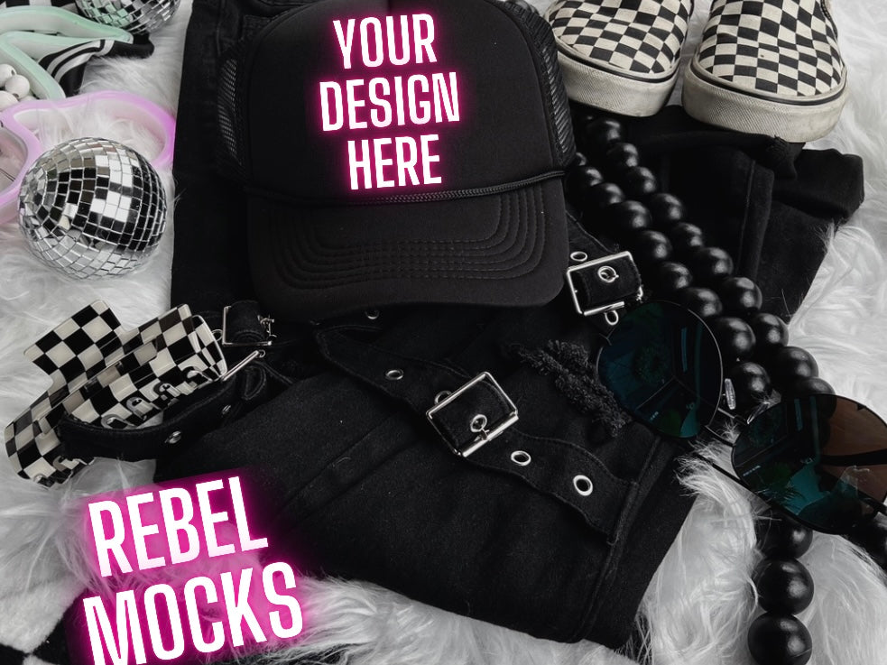 Black Alt Emo Grunge Goth Spooky Flat Lay Trending Mock Up