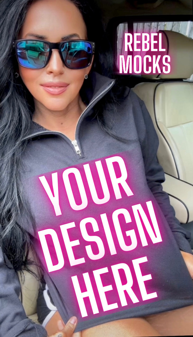 Jerzee Black 1/4 Zip Sweatshirt Model Mock Up