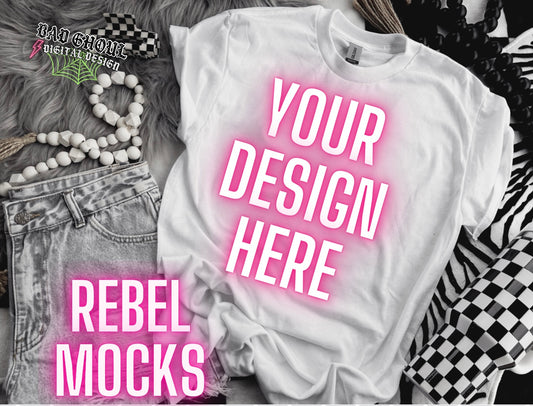 White Tee TRENDING Flat Lay Mock up