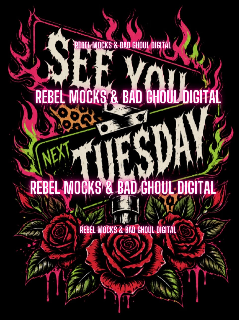 See You Next Tuesday | Black Fabric Ultra Grunge |PNG DOWNLOAD