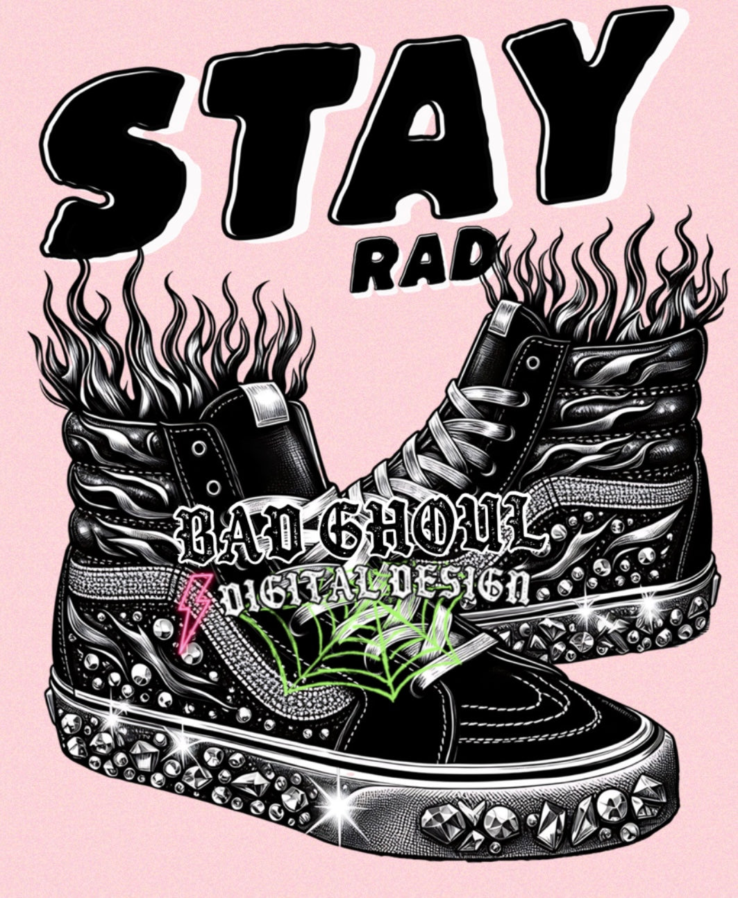 Stay Rad Faux Bling PNG Download – Rebel Mocks & Badghoul Digital